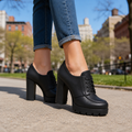 Noire Lace-Up Platform Heels