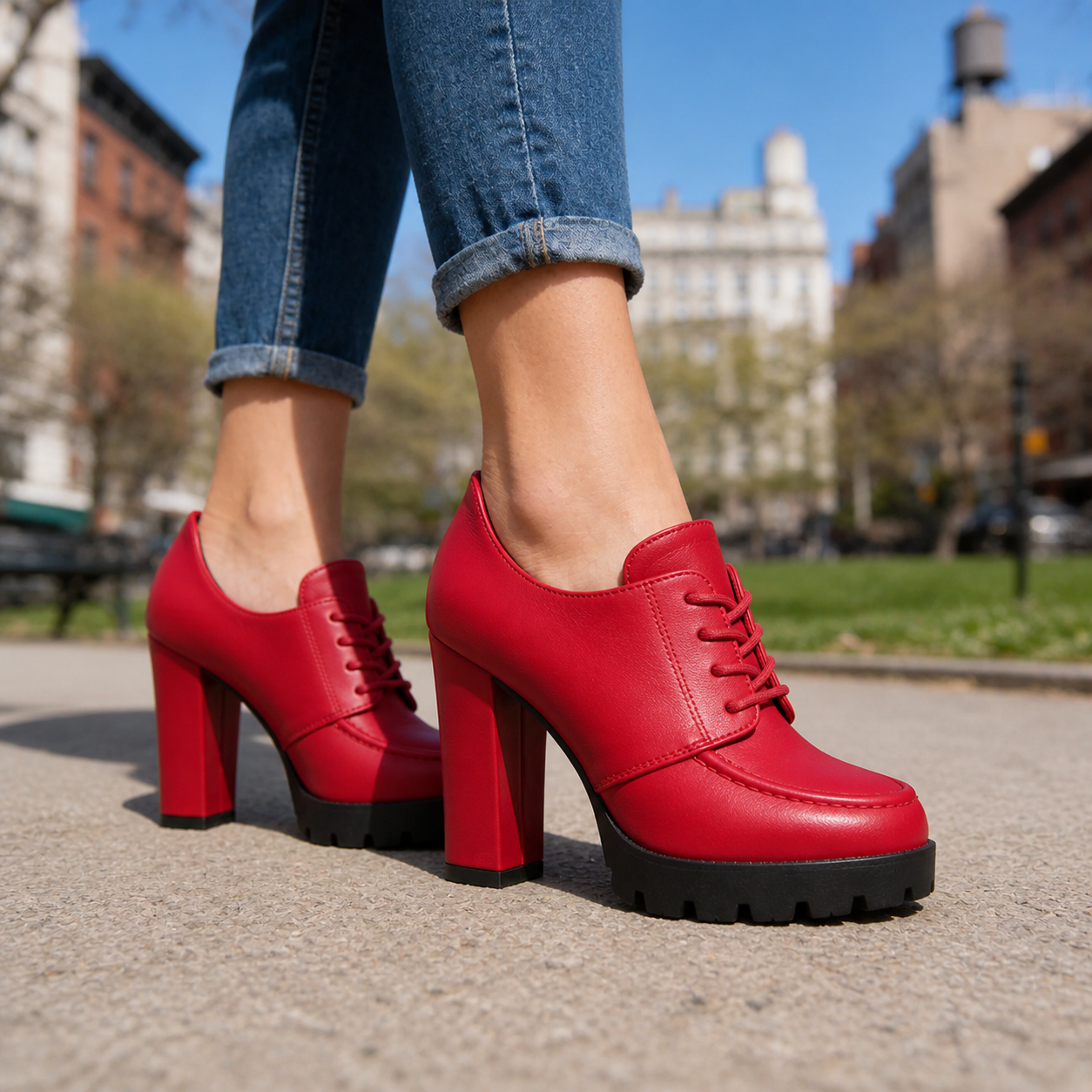 Noire Lace-Up Platform Heels
