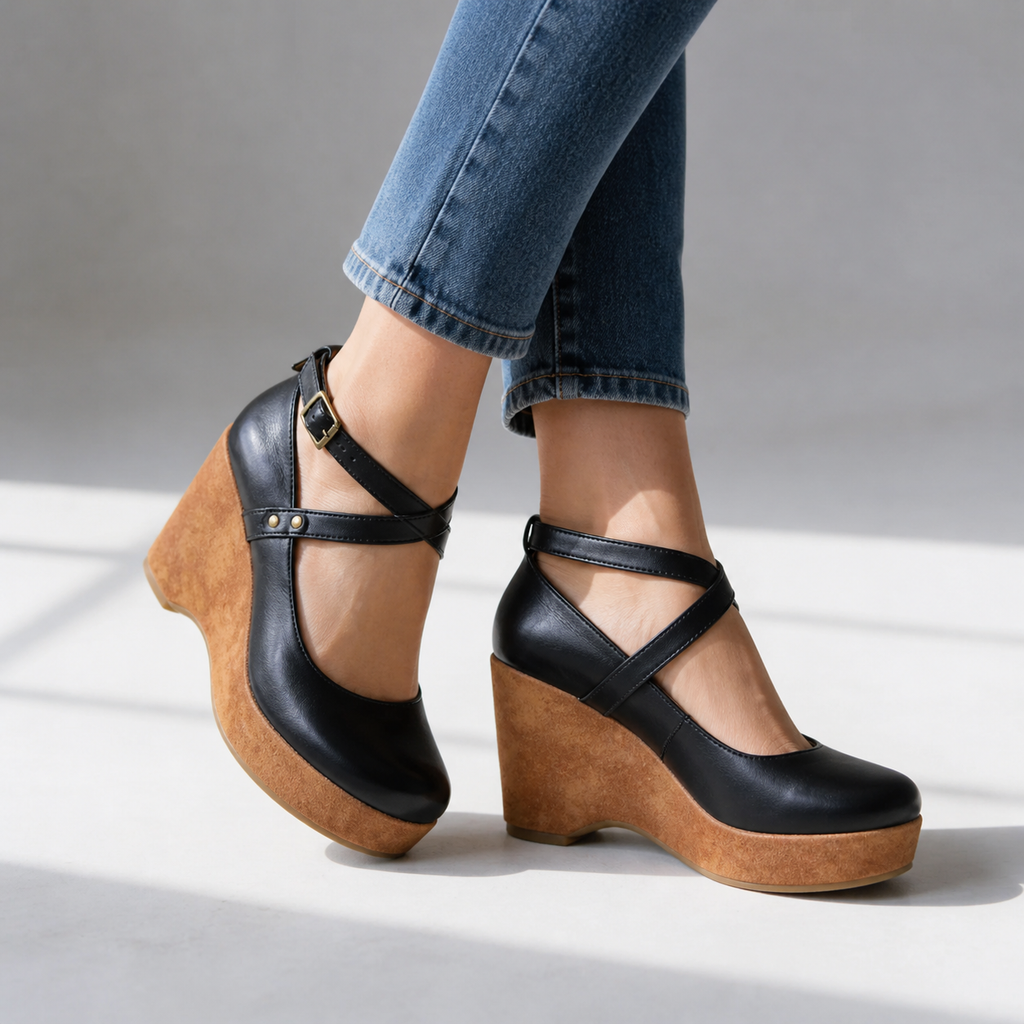 Camille Cross-Strap Wedges