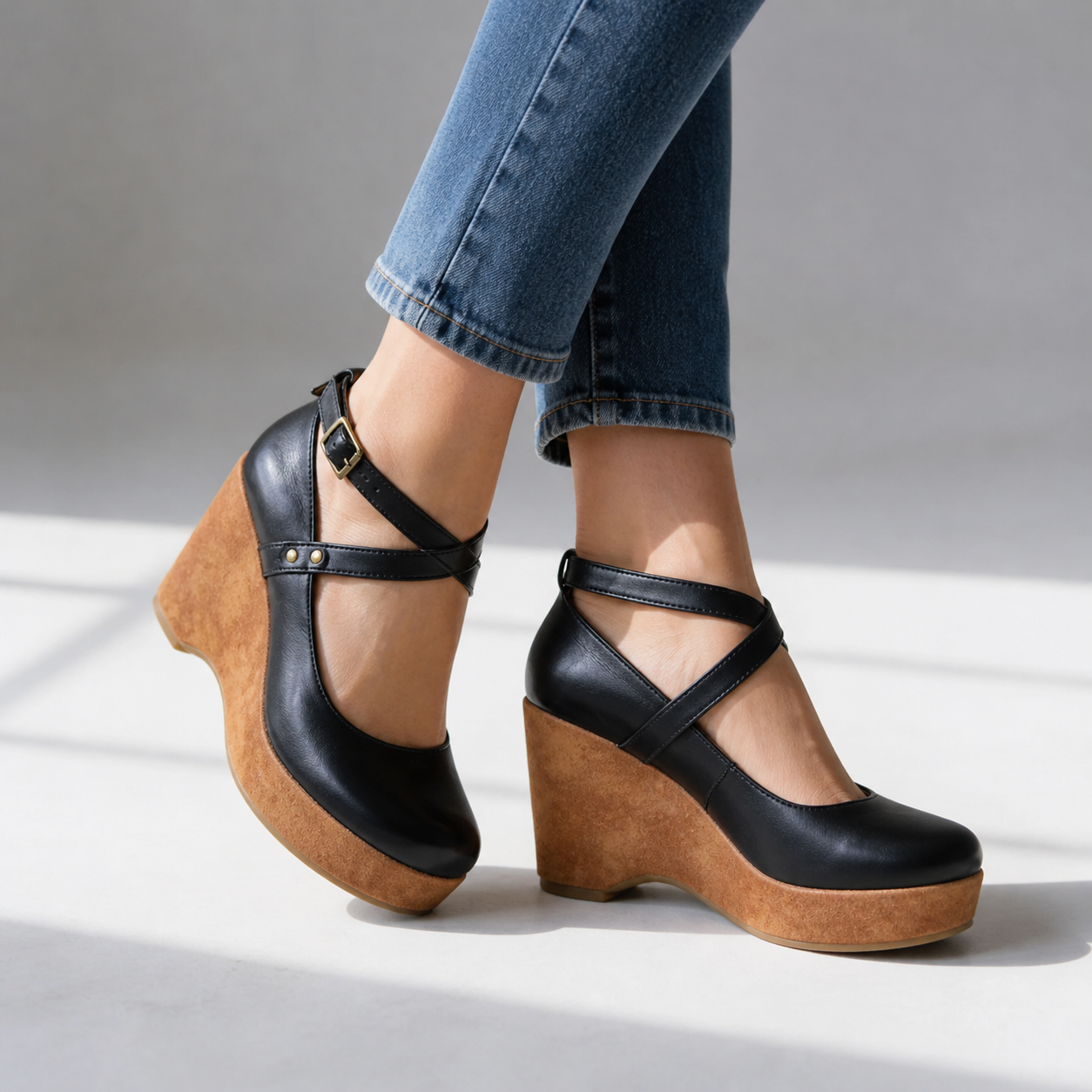 Camille Cross-Strap Wedges