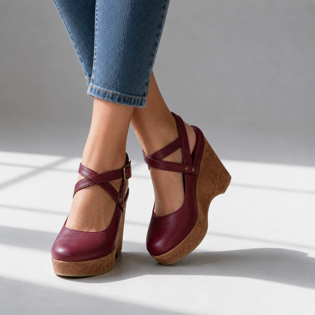 Camille Cross-Strap Wedges