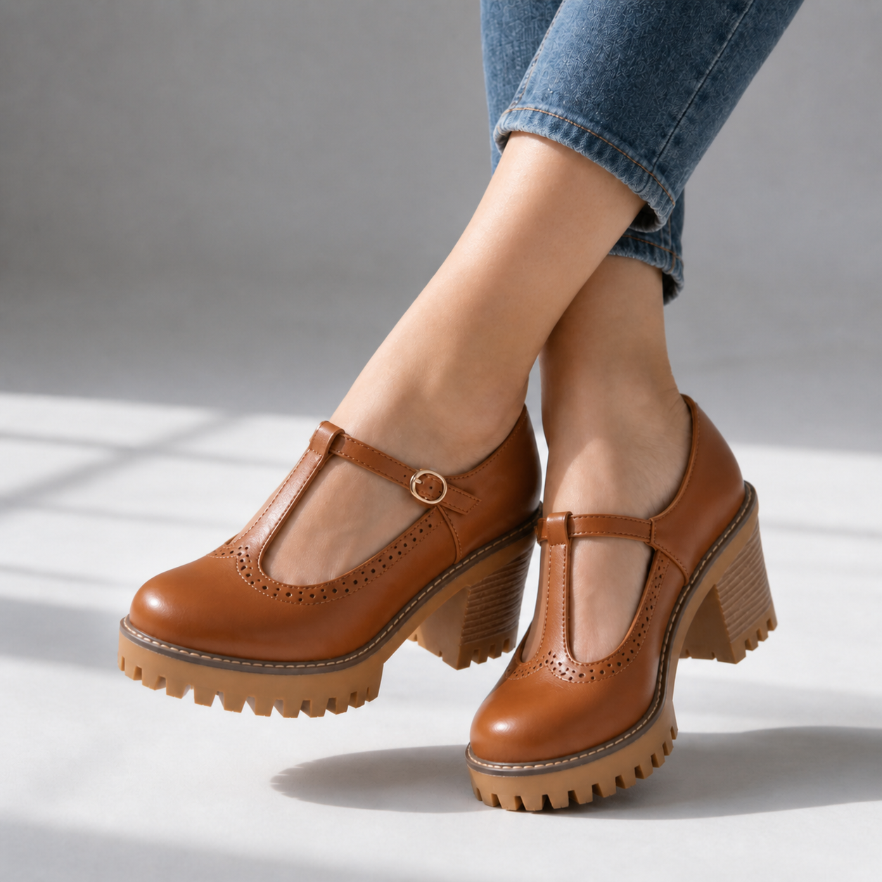 Elodie T-Strap Platform Heels