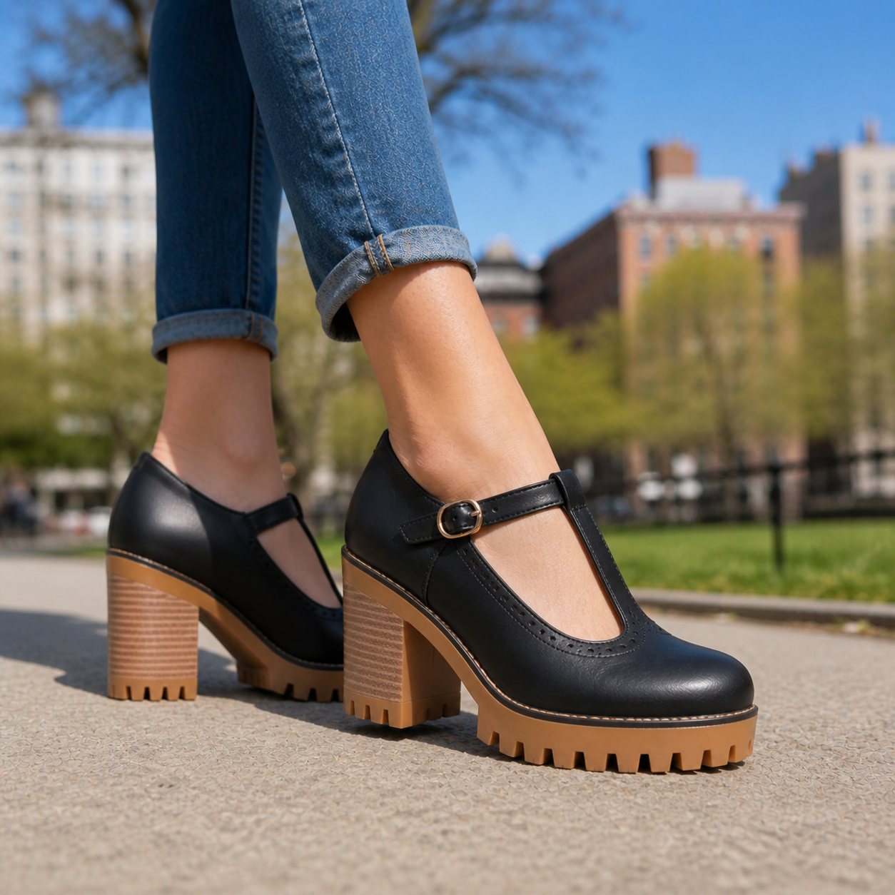 Elodie T-Strap Platform Heels
