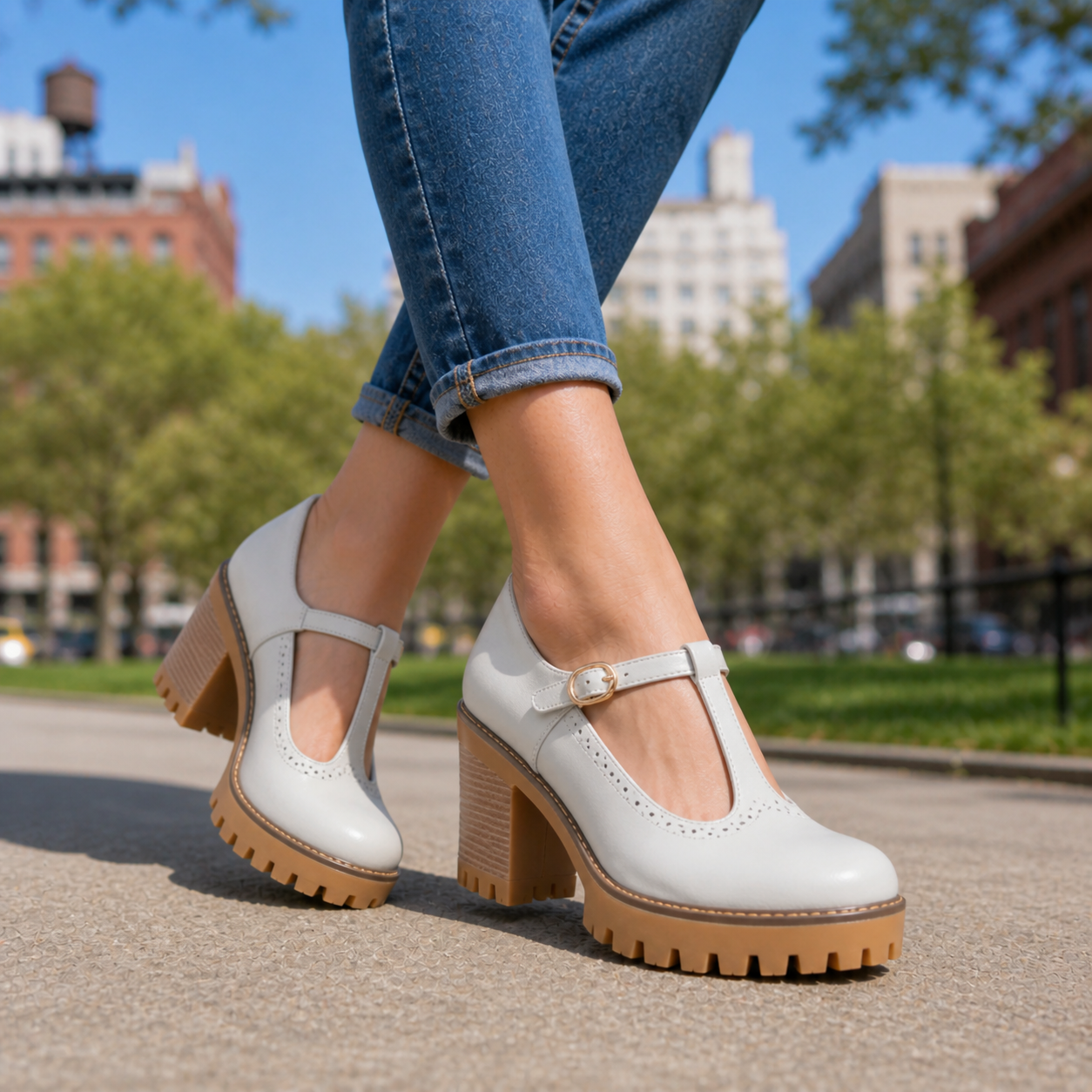 Elodie T-Strap Platform Heels