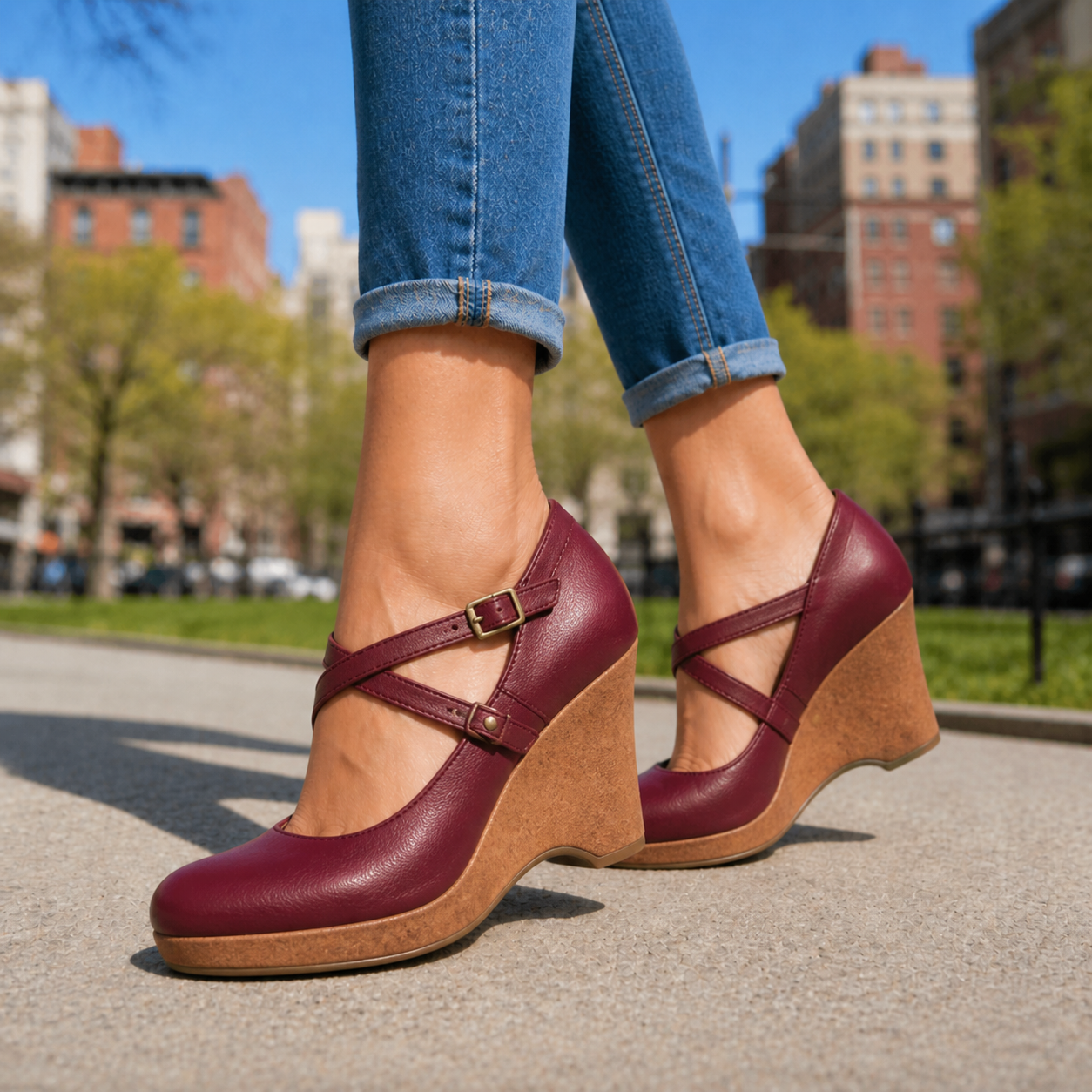 Camille Cross-Strap Wedges