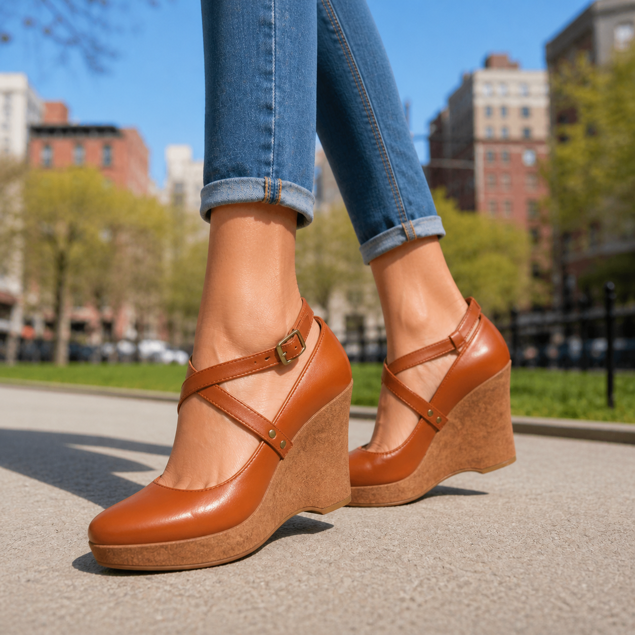 Camille Cross-Strap Wedges