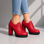 Noire Lace-Up Platform Heels