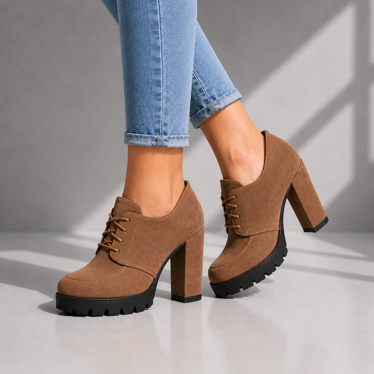 Noire Lace-Up Platform Heels
